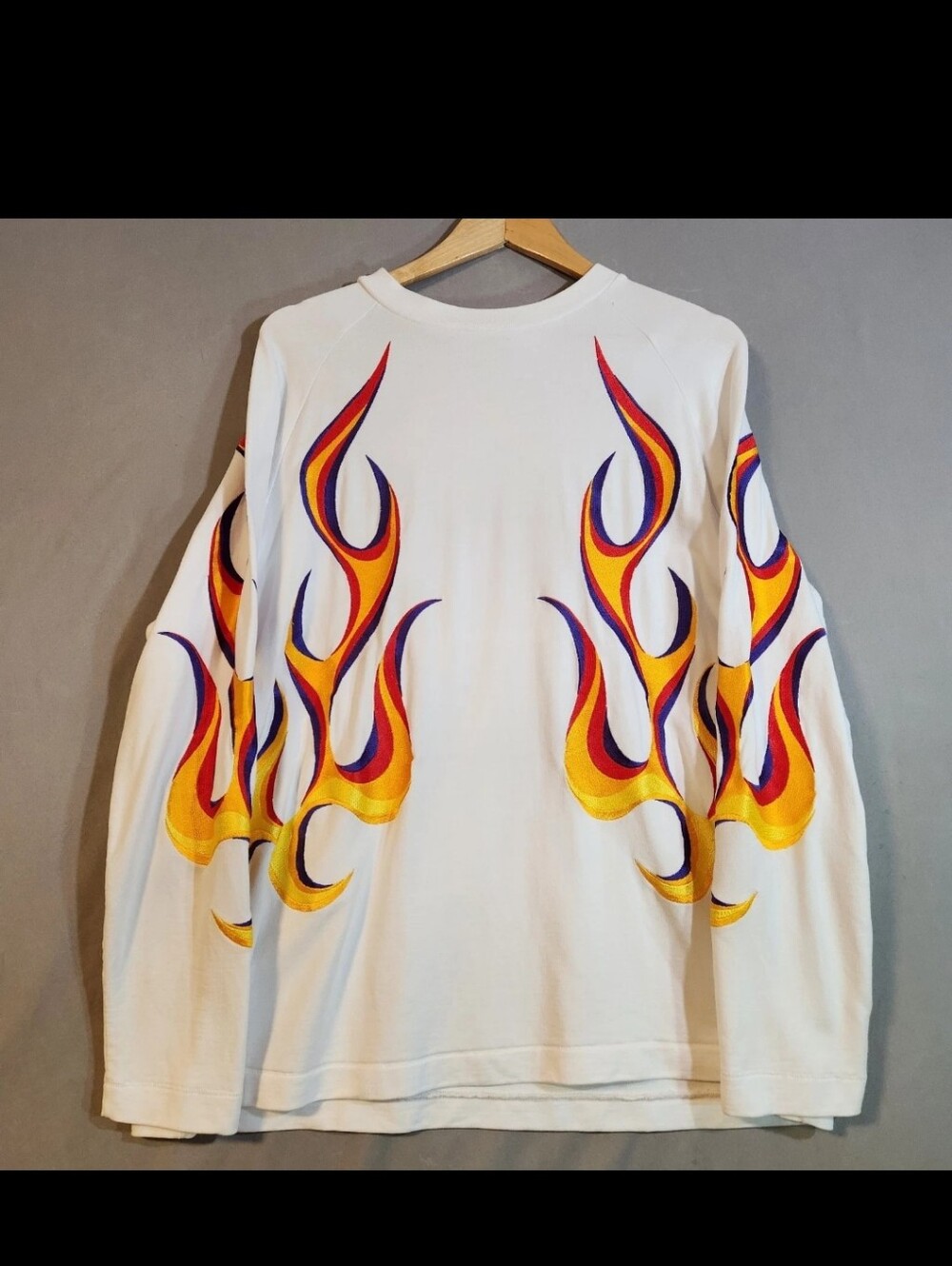 Etudes Studio White Desert Flaming Long Sleeve Mens M Embroidered Flames